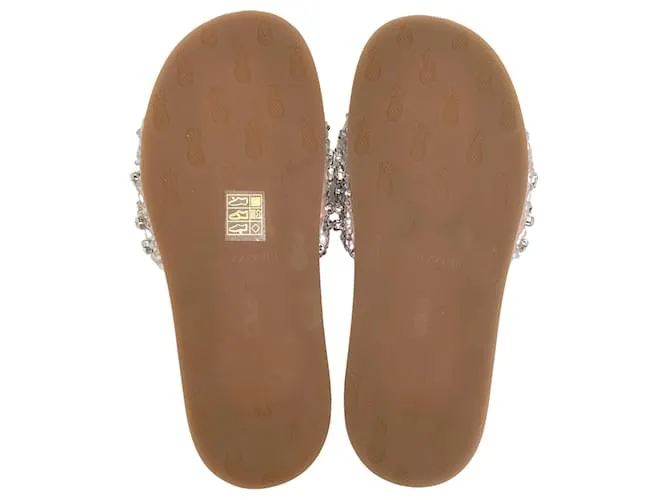 Aquazzura Blush Satin Asja Crystal Slide Sandalias Rosa 