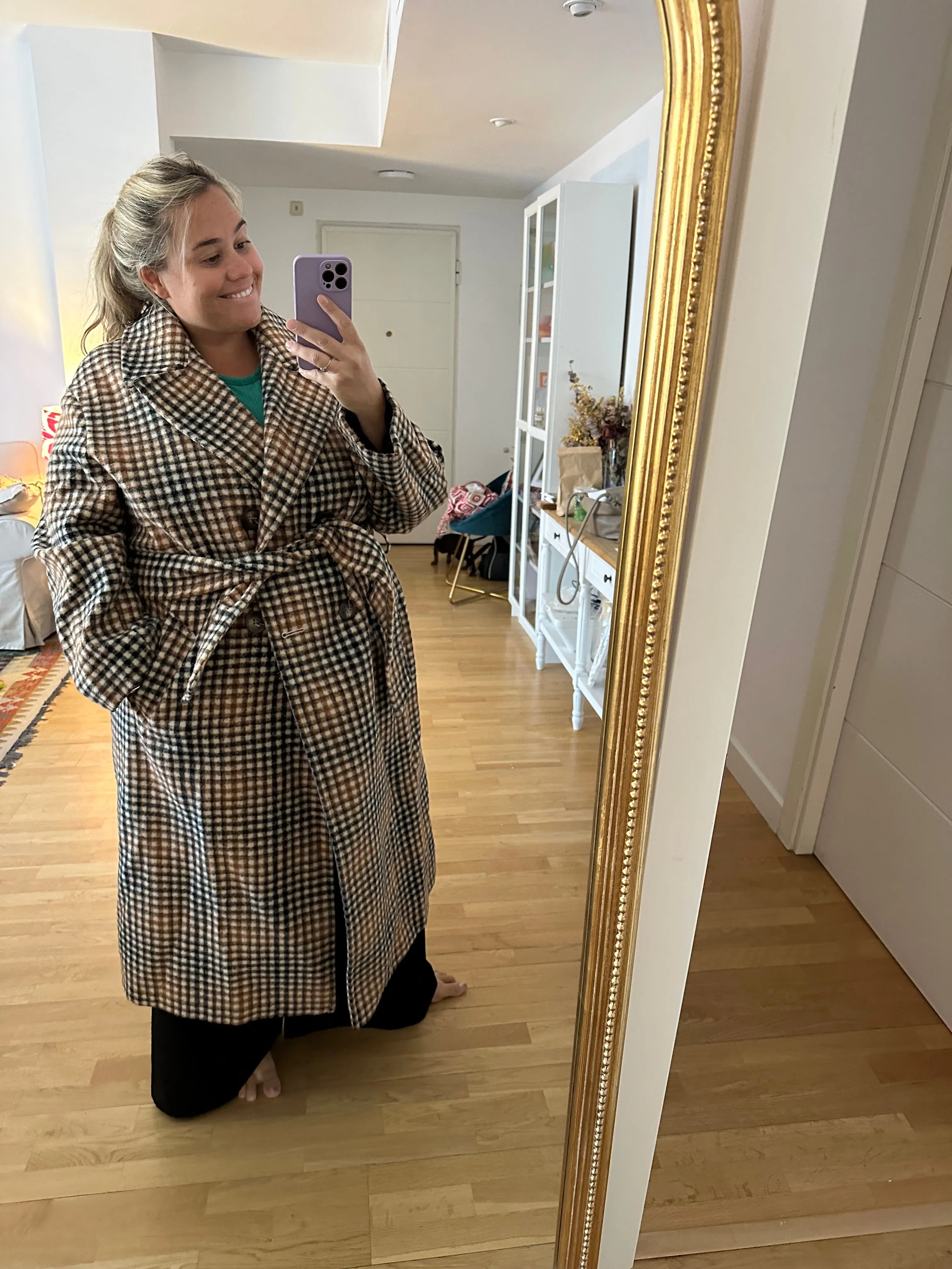 ASOS. Abrigo cuadros paño T.50
