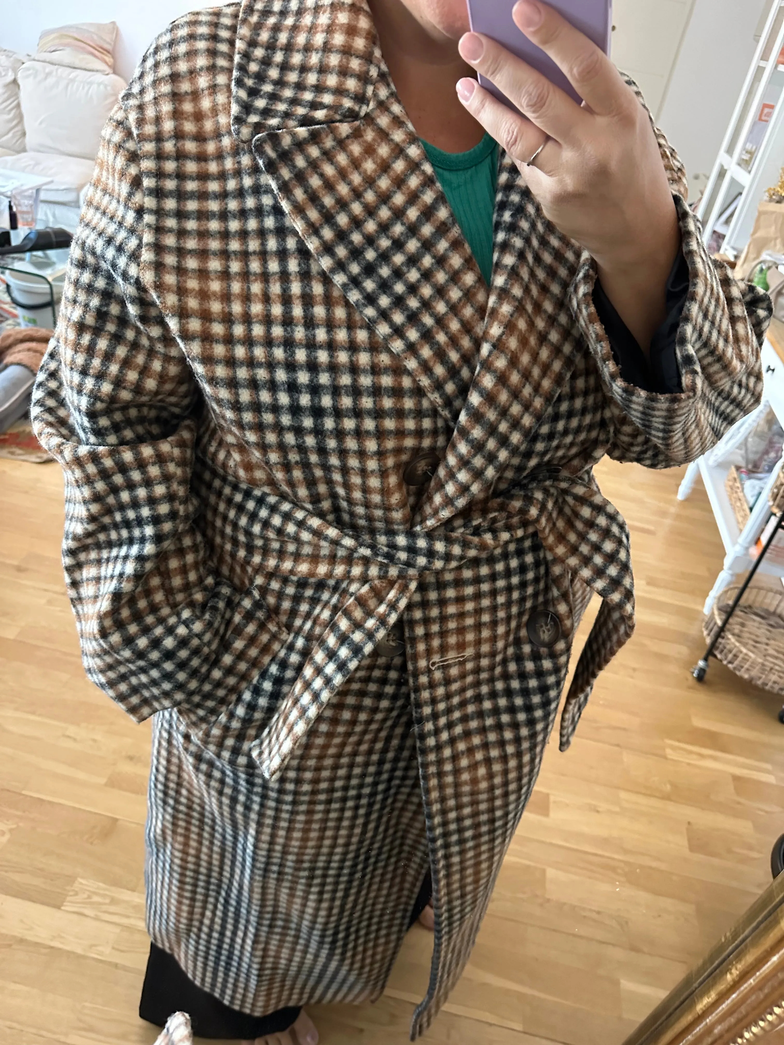 ASOS. Abrigo cuadros paño T.50