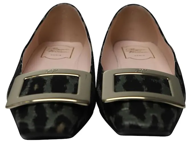 Bailarinas Roger Vivier Belle Vivier Trompette de algodón con estampado de leopardo Impresión de pitón 