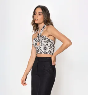 Blusa crop con mangas de bolero y tira d