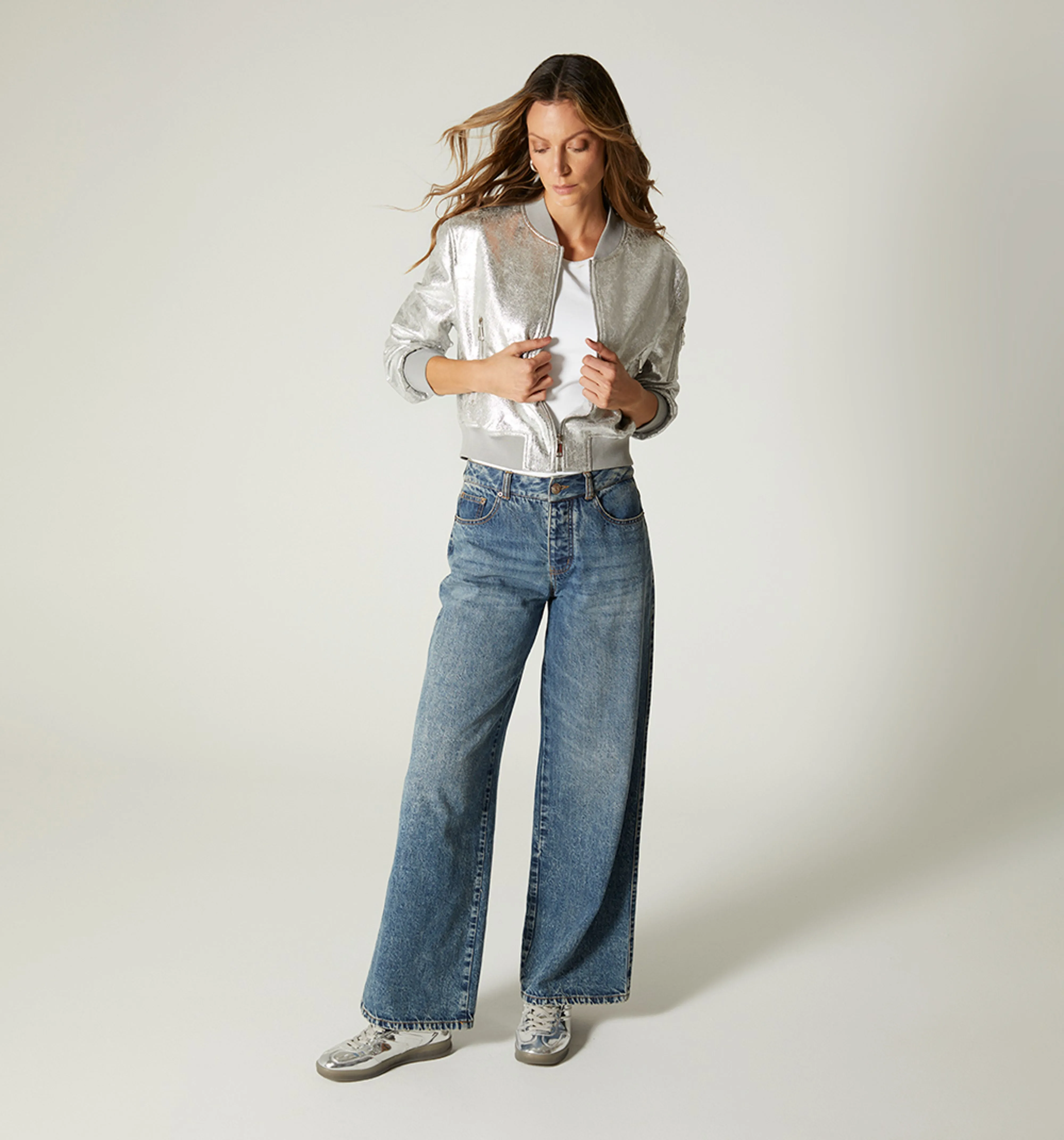 Bomber jacket con efecto foil