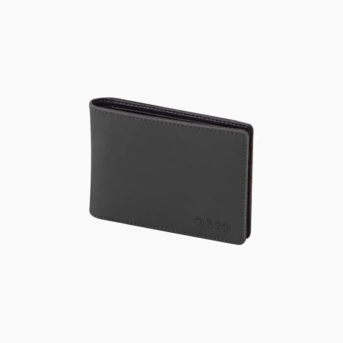 Cartera de piel y tejido de goma grafito O charter