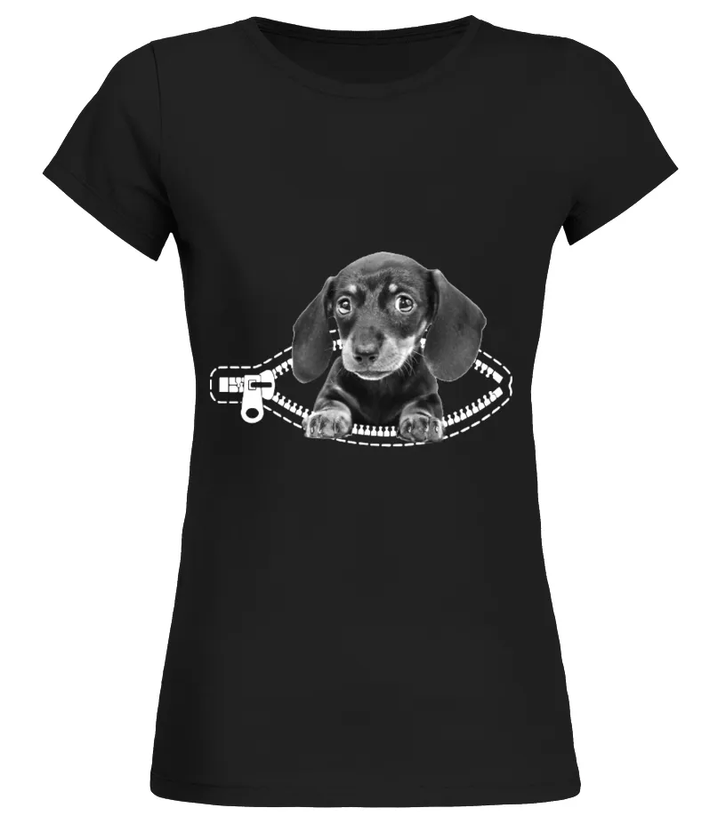 Dachshund Zipper Camiseta cuello redondo Mujer