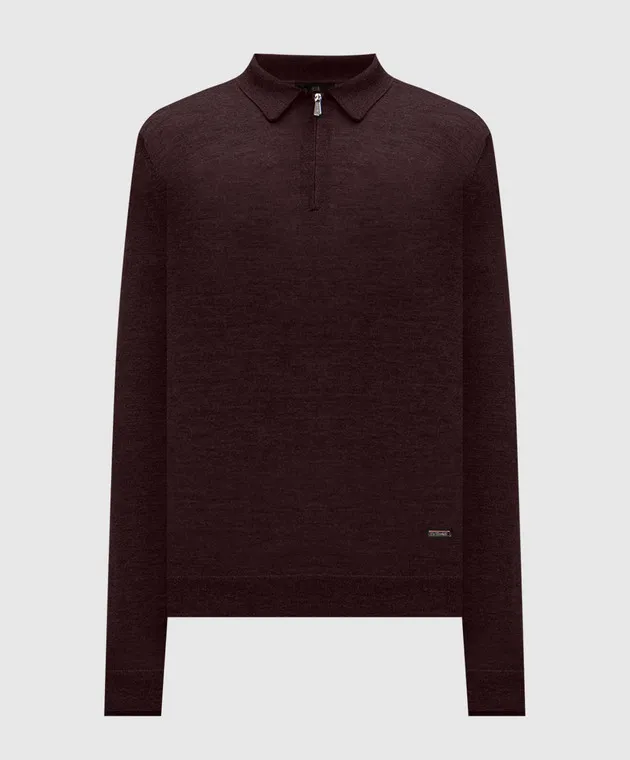 Enrico Mandelli Brown cashmere and silk polo shirt