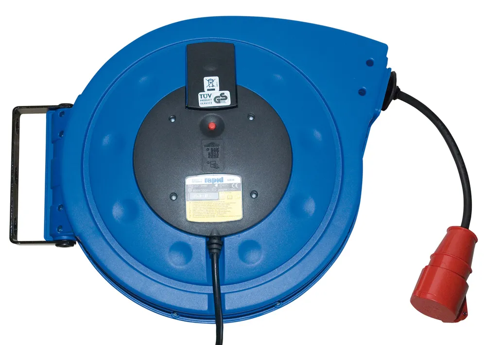 Enrollador de cable automático, para corriente de 400 V, de plástico, longitud de cable 10 m