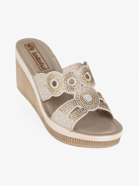 Inblu Sandalias mujer cuña glitter