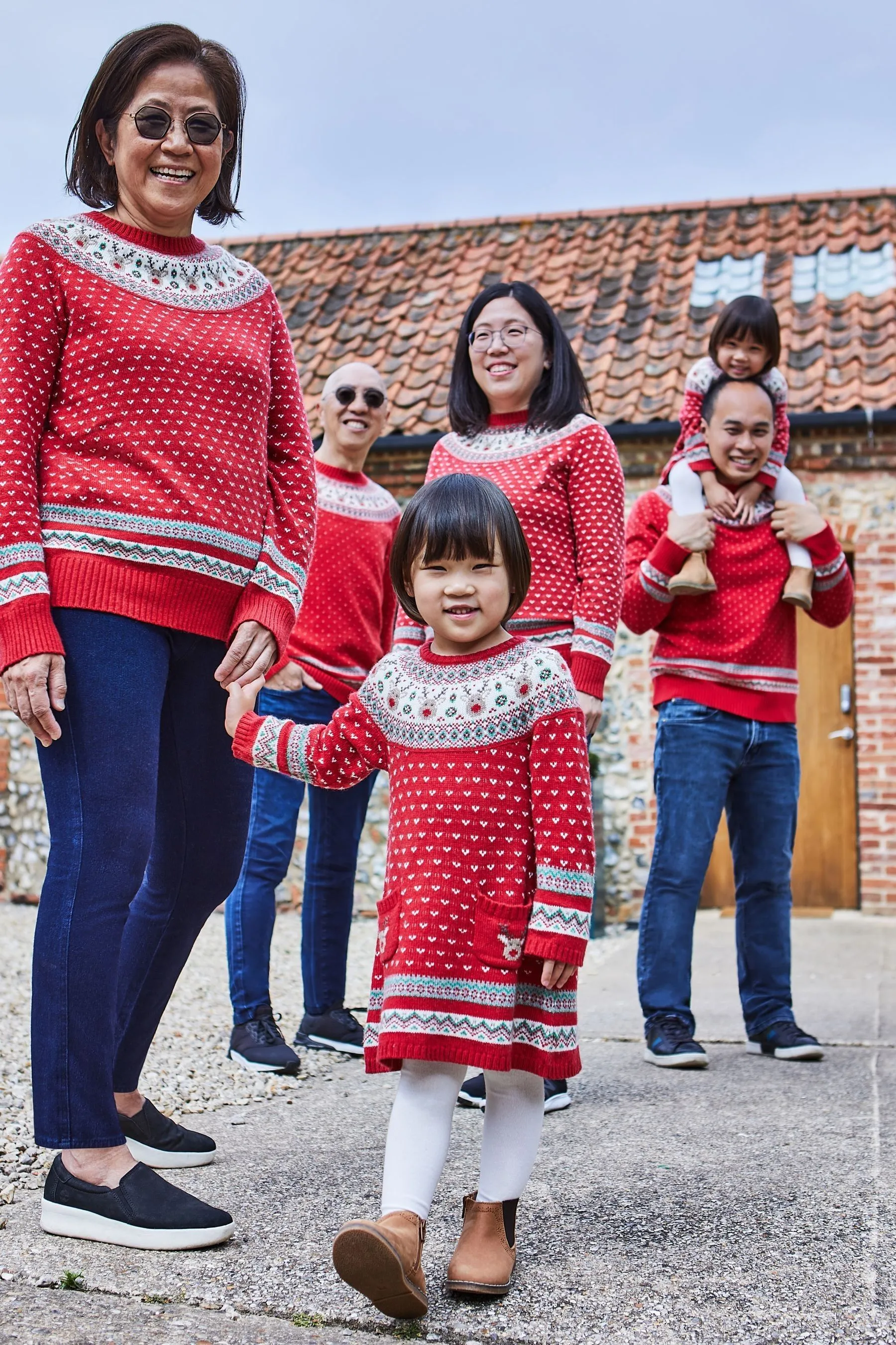 JoJo Maman Bébé Reindeer Fair Isle Vestido de punto