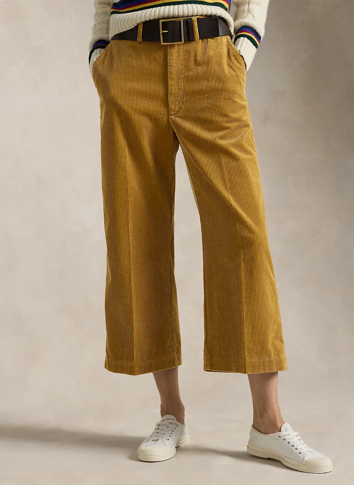 Pantalón cargo de algodón slim en beige
