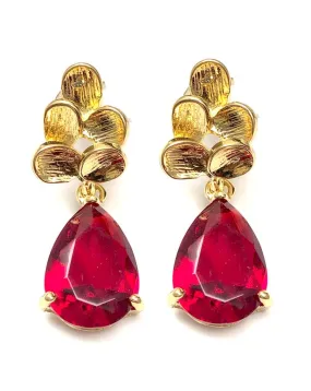 PENDIENTES PEQUEÑOS Y ELEGANTES CON FINA LAGRIMA ROJO RUBI