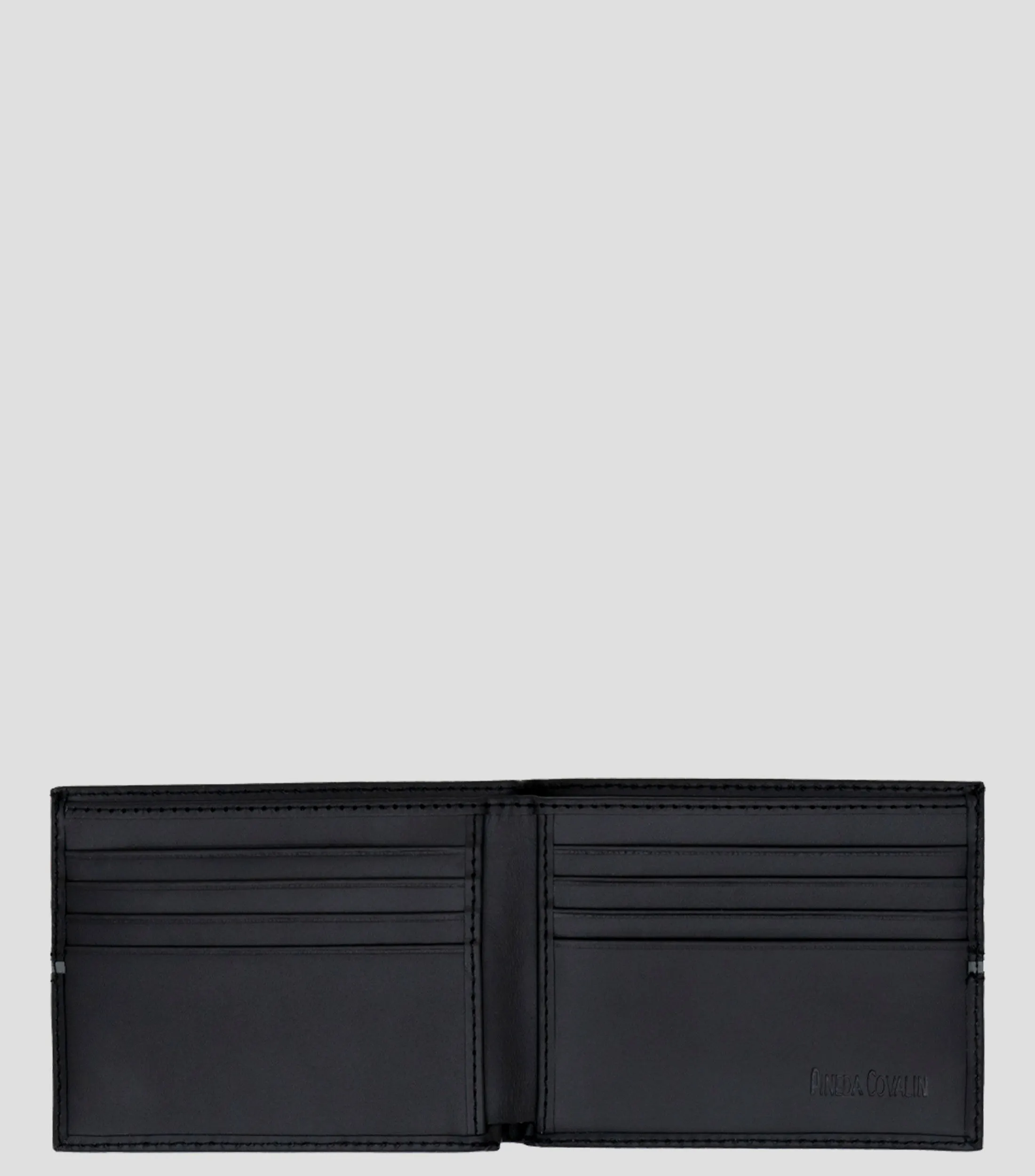Pineda Covalin Cartera bifold negra en piel con línea decorativa Hombre