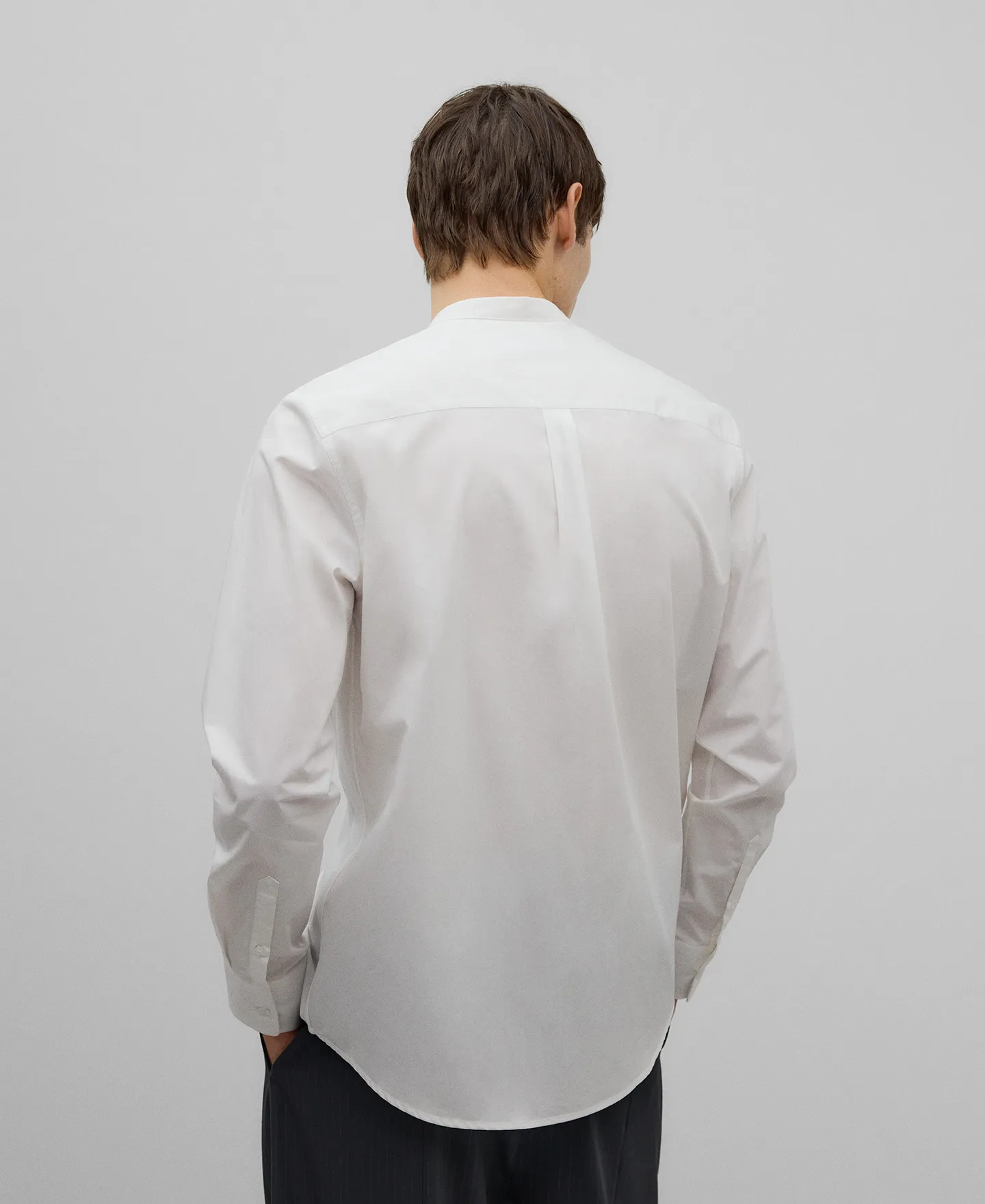 Poplin Mandarin collar shirt man