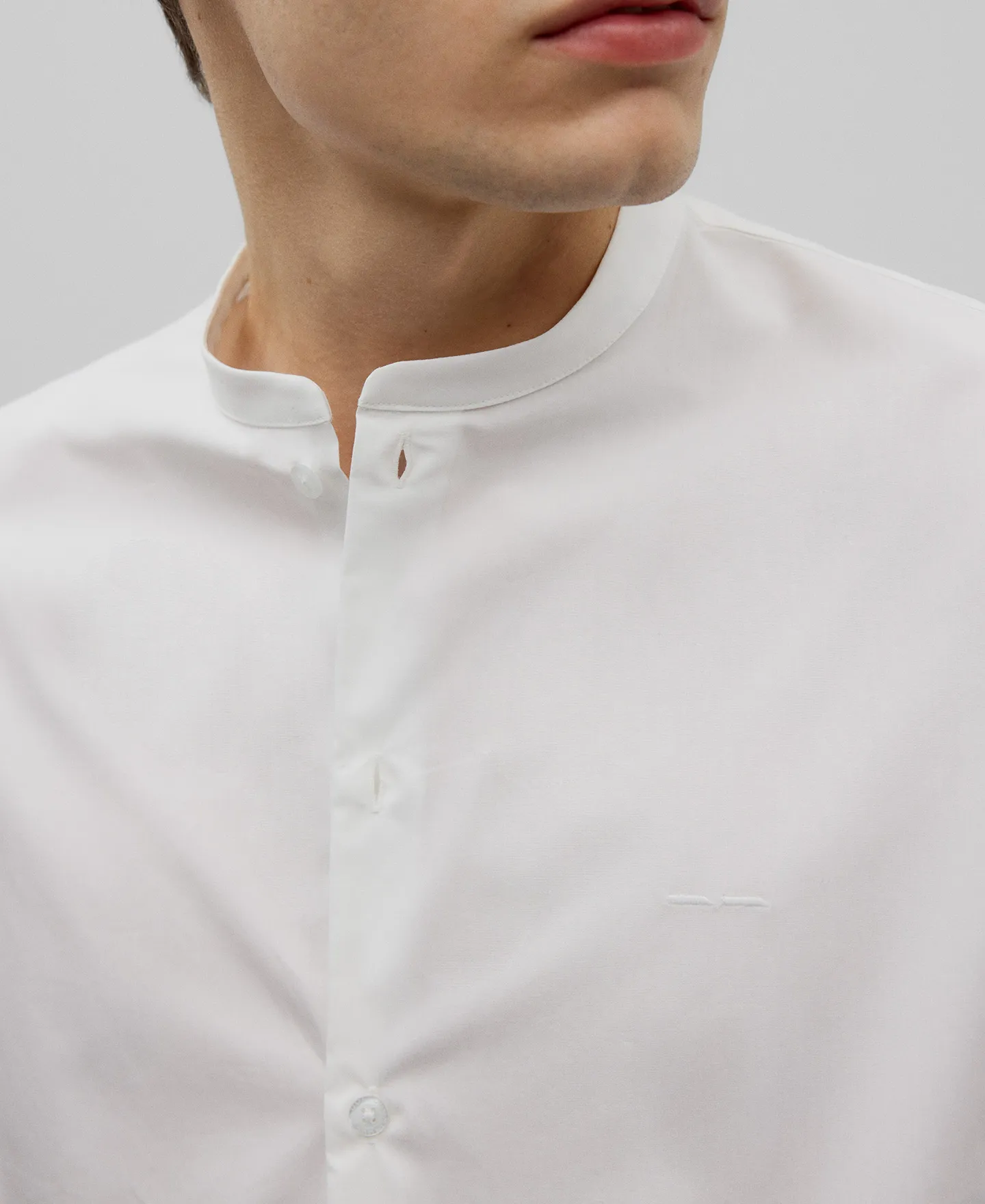 Poplin Mandarin collar shirt man