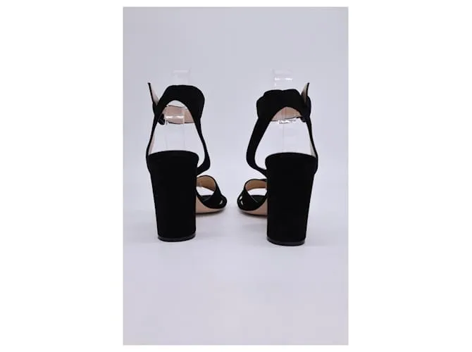 Sandalias con tira al tobillo Frida de Gianvito Rossi en ante negro 