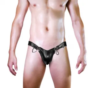 Sexy Faux Leather Rope Bondage Strap Thong Underwear Athletic Supporter Briefs Men's Lingerie Panty Sissy Underpants 