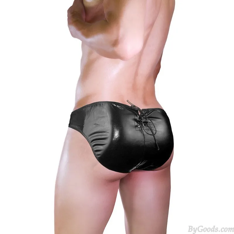 Sexy Faux Leather Rope Bondage Strap Thong Underwear Athletic Supporter Briefs Men's Lingerie Panty Sissy Underpants 