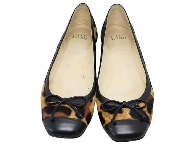 STUART WEITZMAN Bailarinas de pelo de potro con estampado de leopardo 