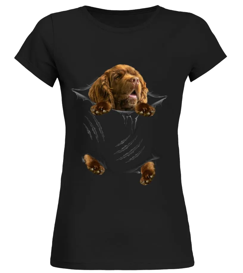 Sussex Spaniel Scratch Camiseta cuello redondo Mujer