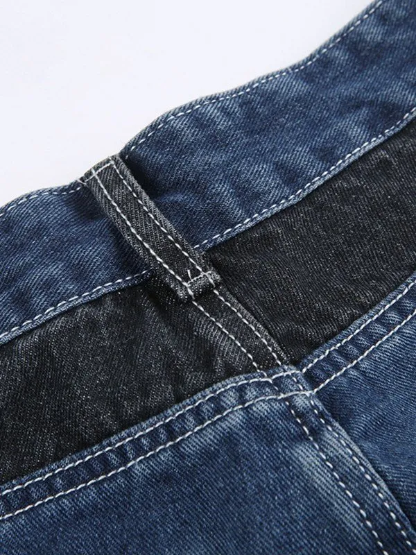 Vaqueros cargo rectos vintage de patchwork