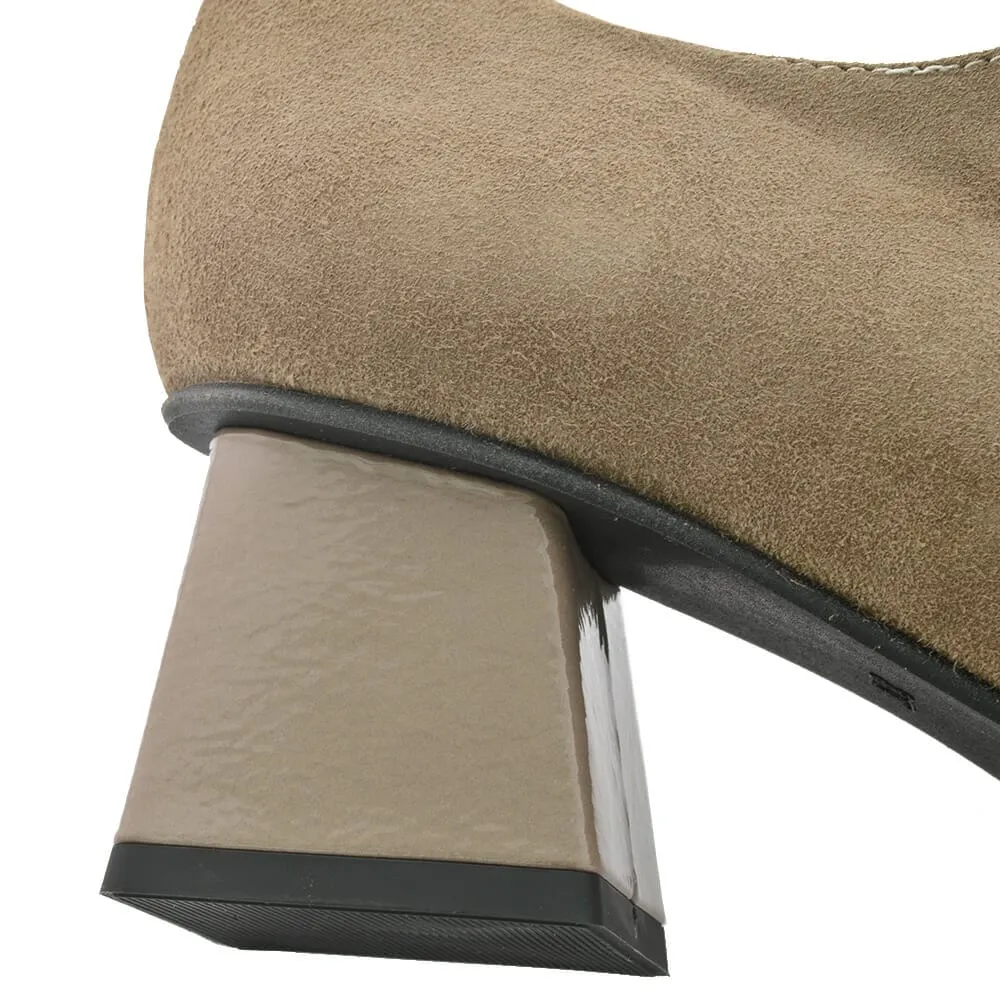 Zapato Abotinado Ante Otiria Taupe