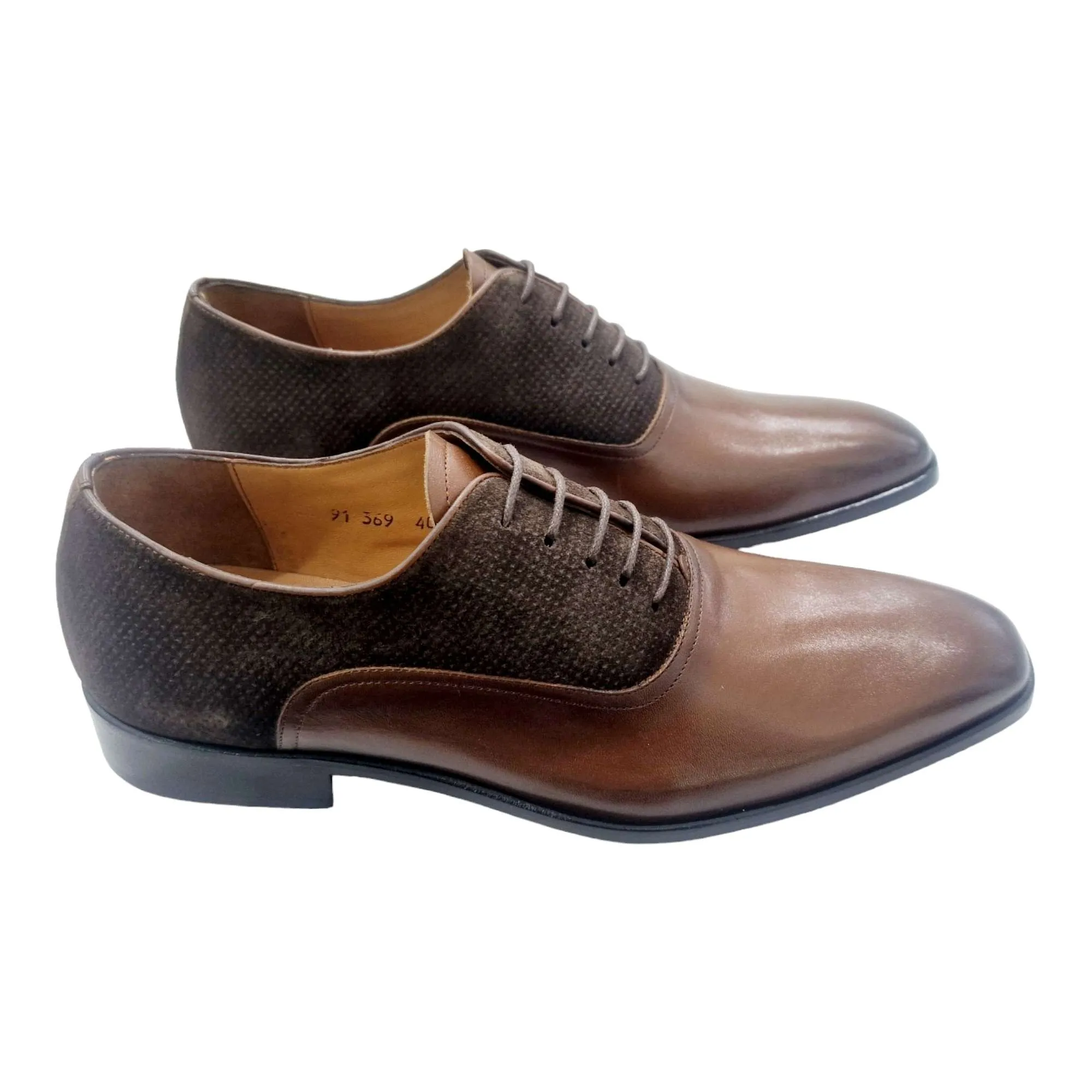 ZAPATOS DE VESTIR HOMBRE BLUCHER COMBINADO CON SERRAJE CUERO